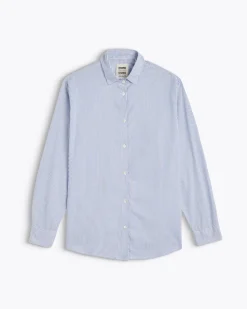 Homecore Chemises|Chemises*BOYFRIEND SILK BLUE STRIPES SHIRT