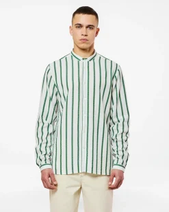 Homecore Chemises*PALA TENCEL GREEN STRIPES SHIRT