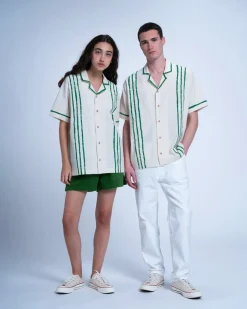 Homecore Chemises*PRAIA GREEN STRIPES SHIRT